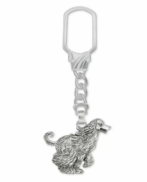 Afghan Hound Key Ring Jewelry Sterling Silver Handmade Dog Key Ring AF3-K