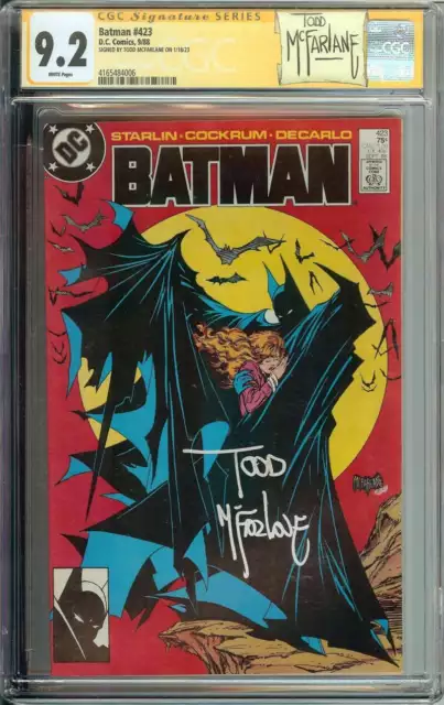 Batman #423 CGC 9.2 Auto Todd McFarlane 1st Print Signed Classic Cover
