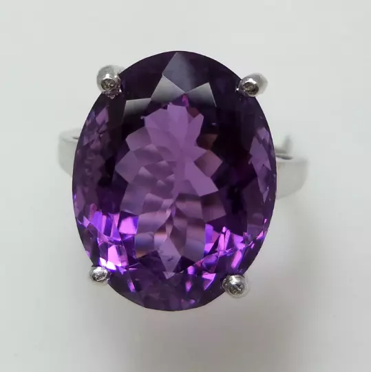 925 Silber Natürlich Facettiert Amethyst Schliff Oval Juwelen Jubiläum Ring US 2