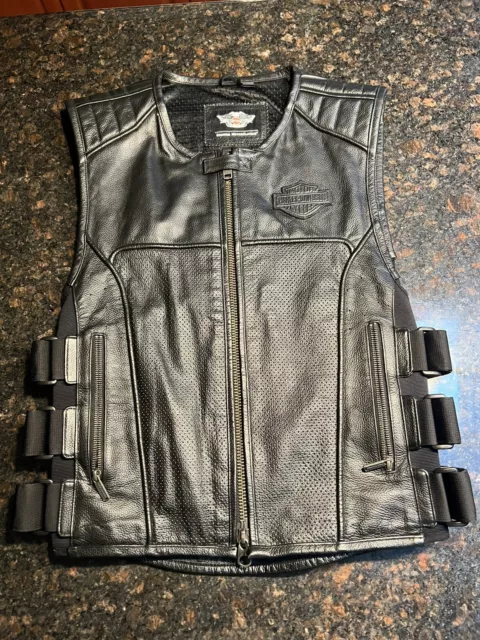 Men's Harley Davidson  Leather Vest Swat, Size L Black