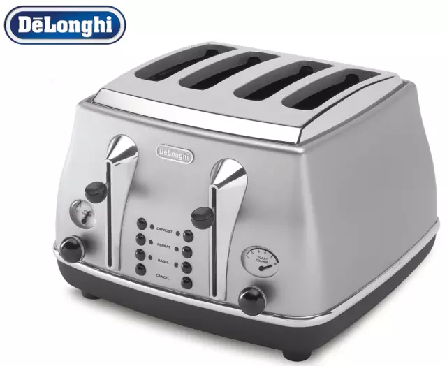 Delonghi Icona Toaster 2 Slice & Cordless 1.7L Kettle Jug Electric Set  Azure Kit
