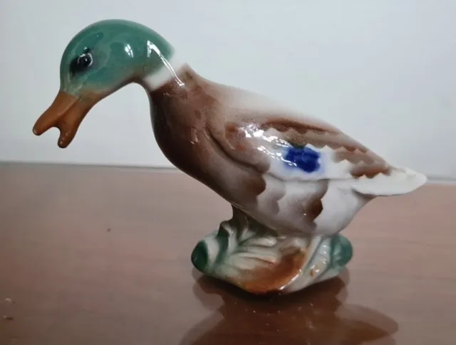 Vintage porcelain China  Mallard Duck Bird  figurine C. 9.5cm Long