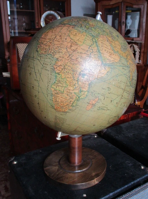 Antico Globus Columbus Berlino Stoccarda,Terrestre,Vintage H 50cm, 30er Anni