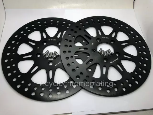 Harley 11.8 Front Black Brake Rotors Disc 08-up Touring Street Glide Road Glide