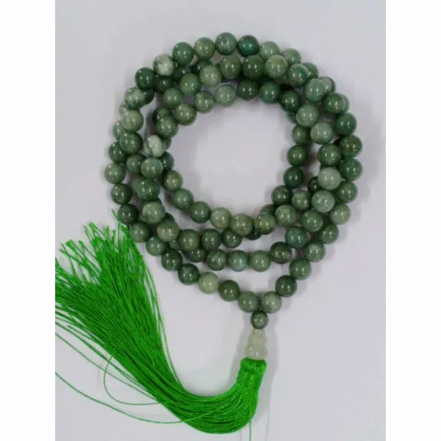 Necklace Real Burma Jade 108 Beads Prayer Jewelry Thai Buddha Amulet 10 mm.
