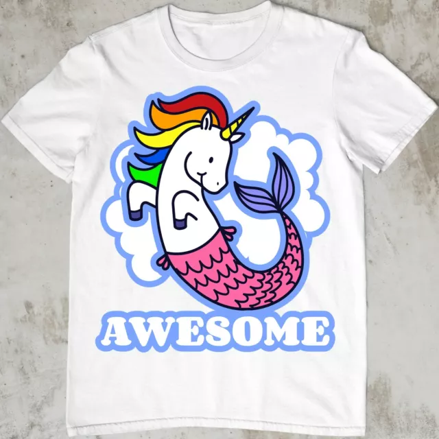 Kids Boys Girls Awesome Mermicorn T-Shirt cute unicorn mermaid kawaii