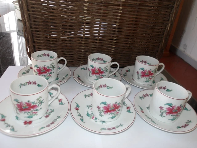 Service à Café Rivanel France - 6 Tasses Et 6 Soucoupes - Occasion Bon État