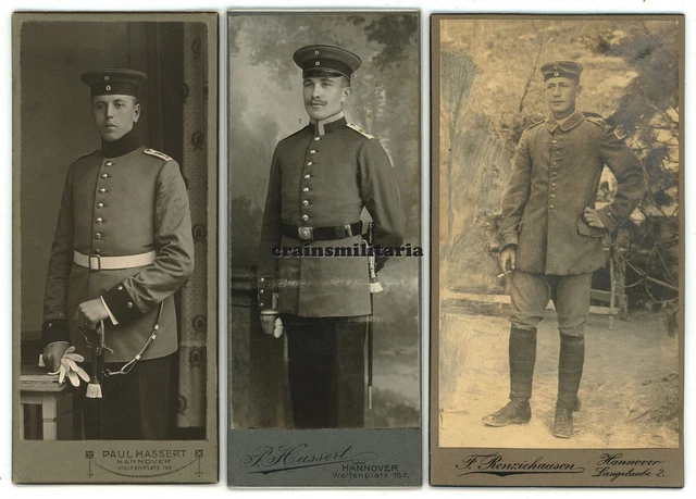 3x Orig. Foto CDV Portrait Soldaten in HANNOVER - I.R.74 - Schwert Degen