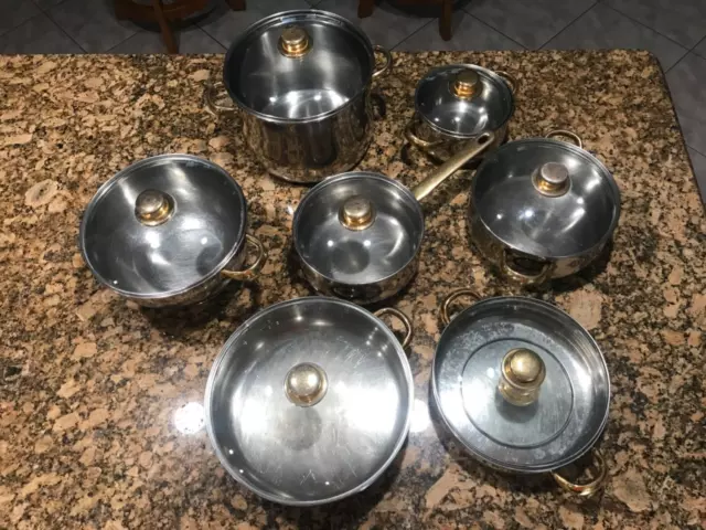 Vintage Cuisine Cookware Command Performance Gold 10 Piece Set With 11  Heated Covered Casserole Dish, 6 Qt. Soup Tureen & 2 Qt Fondue Set 