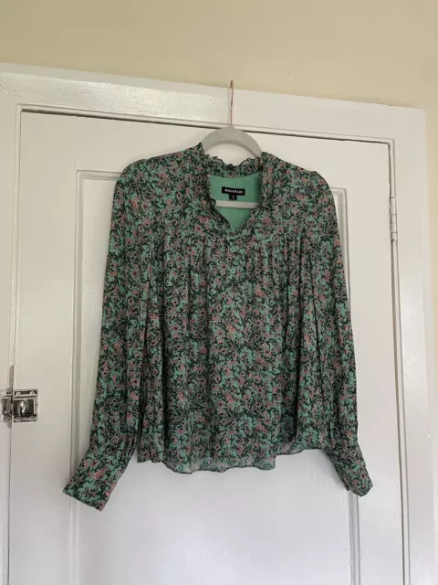 Whistles Green Heath Floral Print Top Blouse Tunic UK 10