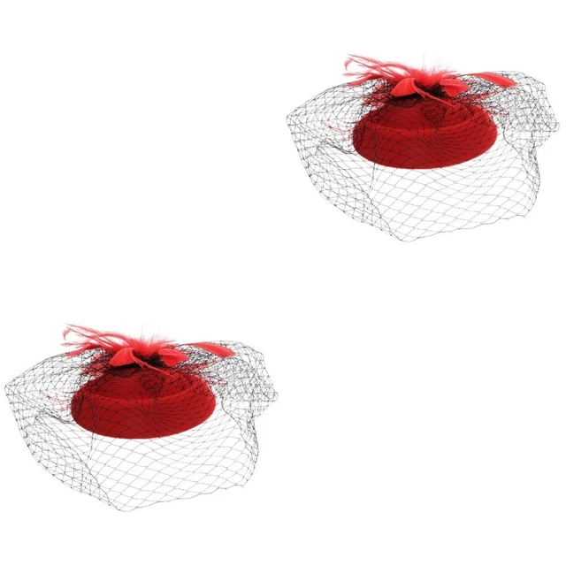 2 pz Cappello Rete Fascia Tea Party Fascinator Velo Accessori Capelli Donna