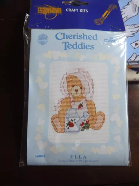 "Ella" Cherished Teddies DMC Counted Cross Stitch Kit K804  3" x 3.5"