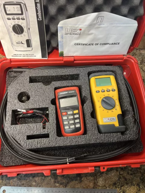 UEI Eagle Combustion Analyzer Kit C75 Bundle Omega HH804U Flue Probe B03