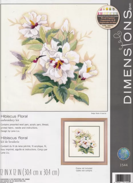 Dimensions HIBISCUS FLORAL Crewel Embroidery Kit 30.4x30.4cm, 1544, Tracked Post