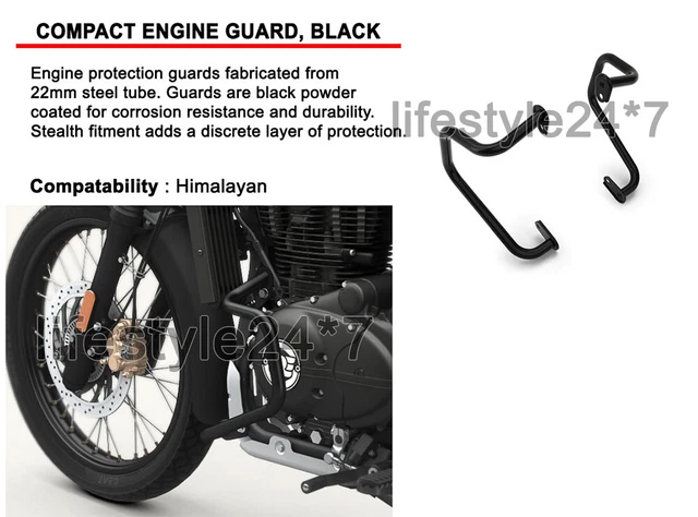 thumbnail image 2 of Genuine Royal Enfield Himalayan & Scram 411 Compact Engine Guard – Black Corrosion-Resistant Steel 2 of 5