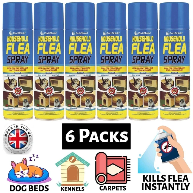 6 X 200Ml Flea Killer Spray Aerosol Animal Dog Cat Pet Bed Furniture Flea Care