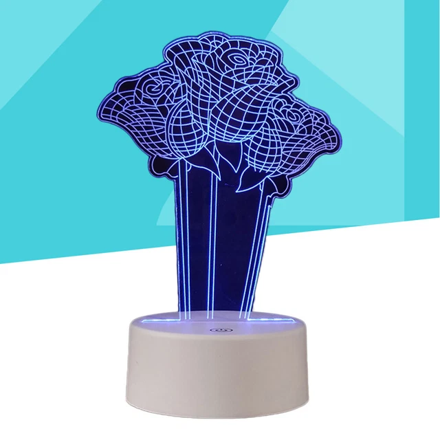 3 D ROSE USB Powered Lamp Bedside Table Lamps Nursery Night Light £11.