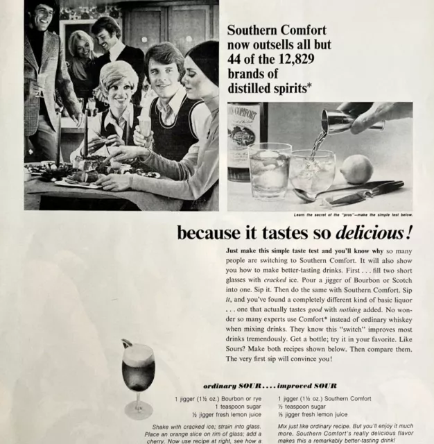 1972 Southern Comfort Advertisement Life XL Vintage Sour Recipe