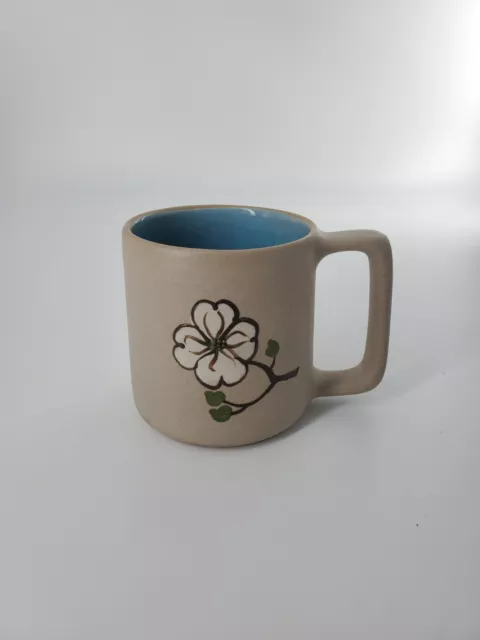 Pigeon Forge Pottery Dogwood Mug or Coffee Cup with Blue Glazed Interior