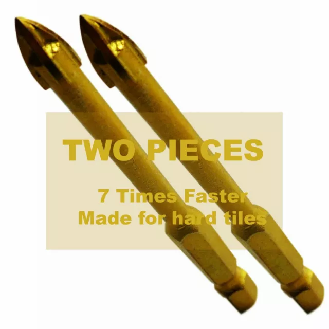 2 x 6 mm Hex Tile Drill Marble Granite Porcelain Titanium Tile Hole Cutters UK