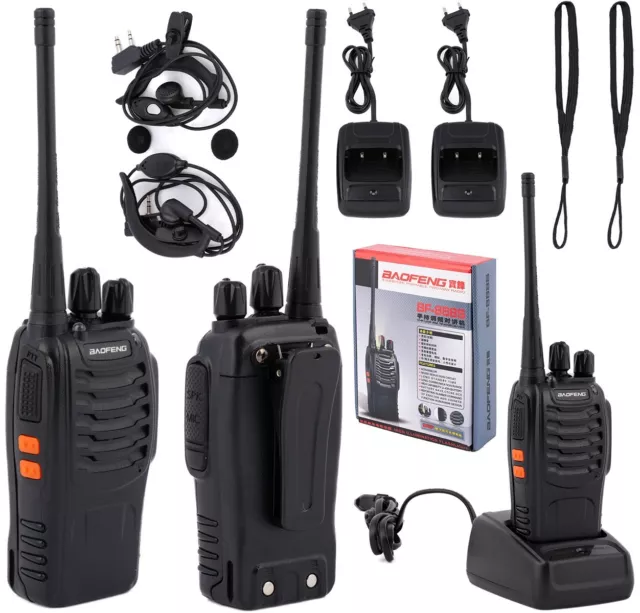 Walkie Talkie Sprechfunkgeräte Handfunkgerät 2x Baofeng BF-888S + Kopfhörer