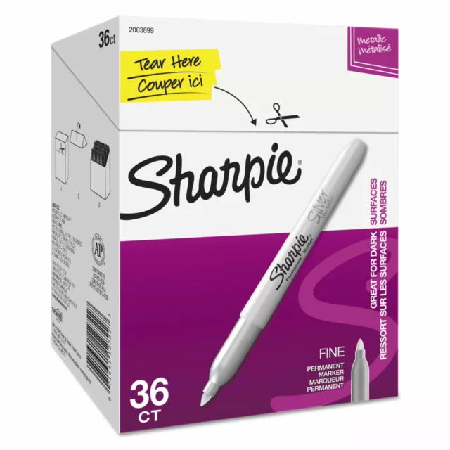 Sharpie Metallic Permanent Markers - Office Pack Fine Metallic Silver 36/PK