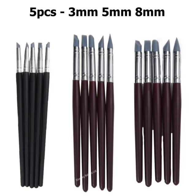 Polymer Clay Sculpting Tool Set Silicone Tip Rubber Brush Fimo Art Sculpey 5Pcs