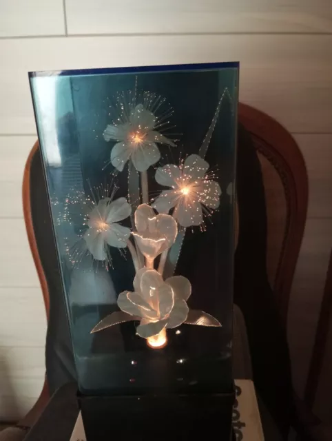 Lampe à fibre optique vintage fleurs années 80