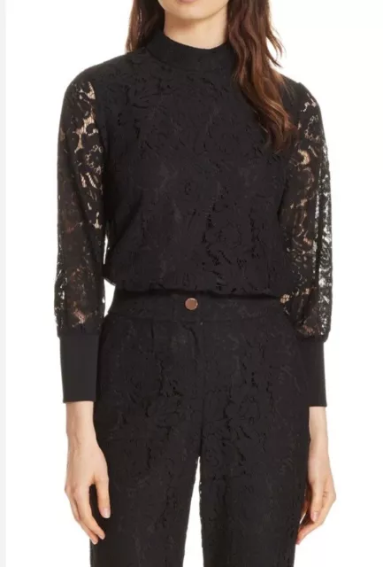 Ted Baker Dilly Black Lace Blouse Size 1