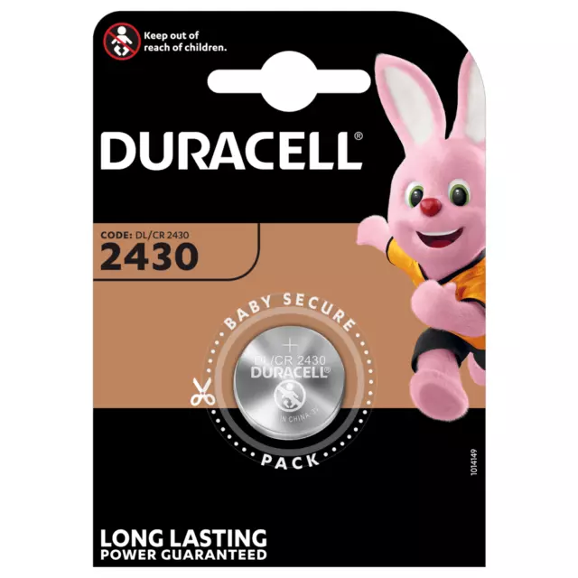 1x Duracell Pila Batteria 2430 DL2430 K2430L CR2430 3V Litio a bottone scad 2030