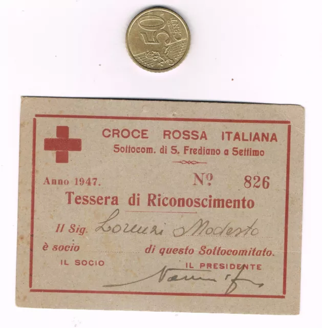 ITALIAN RED CROSS CARD 1947 s. Fredian a seventh CRI