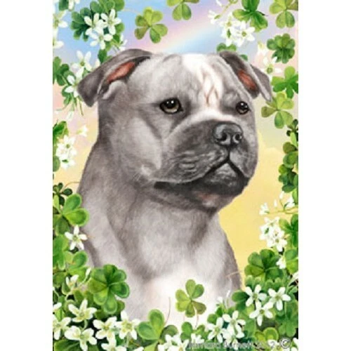 Clover House Flag - Blue and White Staffordshire Bull Terrier 31248