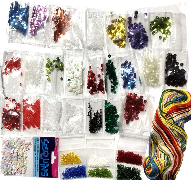 Lot of 32: Bucilla Sequins, Seed Beads, Embroidery Floss, Extras for Felt Kits Lot of 32: Bucilla Sequins, Seed Beads, Embroidery Floss, Extras for Felt Kits