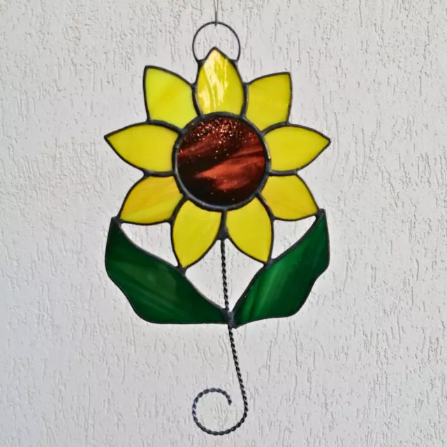 Stained Glass Sunflower Suncatcher - Handmade Sun Flower Window Hanging