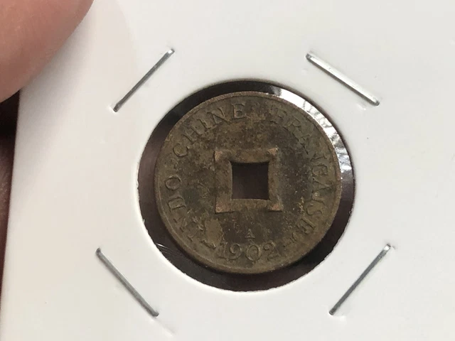 2 Sapque = 1/5 Cents Indochine Indochina Coins 1902 Vintage Rare_LDP Shop.