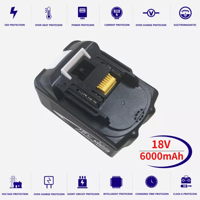 Power Tool Cordless Battery for Makita BDA340 XWT05Z XWT04Z BTD132 (18V 6.0Ah)