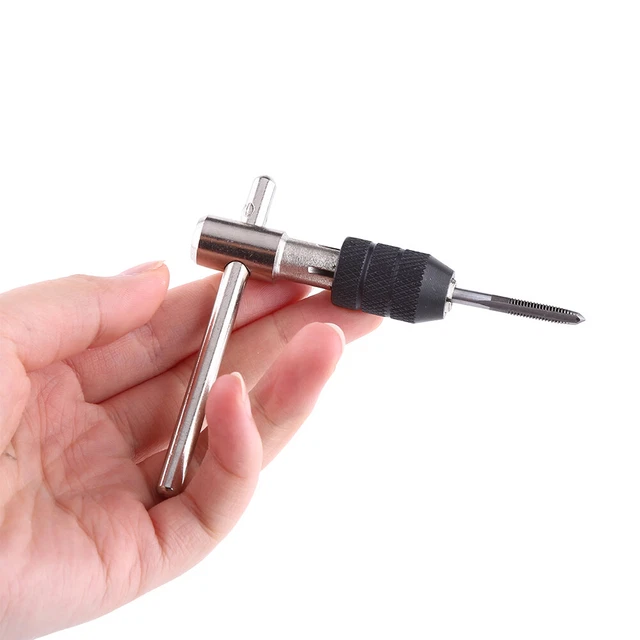 Hand Screw Thread Tap Wrench Handle With 4pcs Straight Taps M3/M4/M5/M6