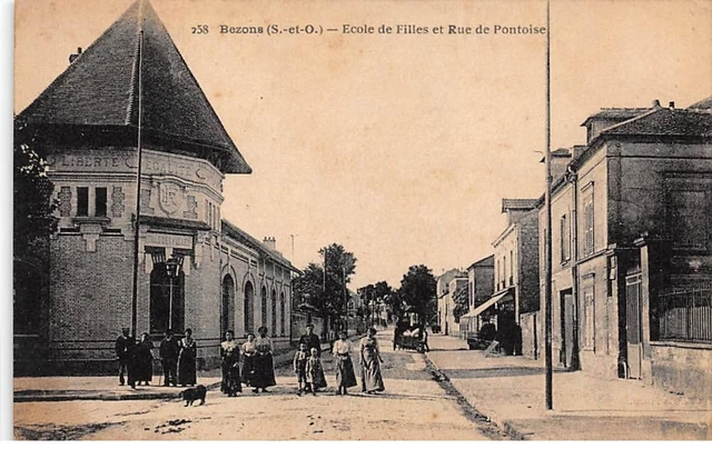95.AM17844.Bezons.N°258.Ecole de filles et Rue de Pontoise