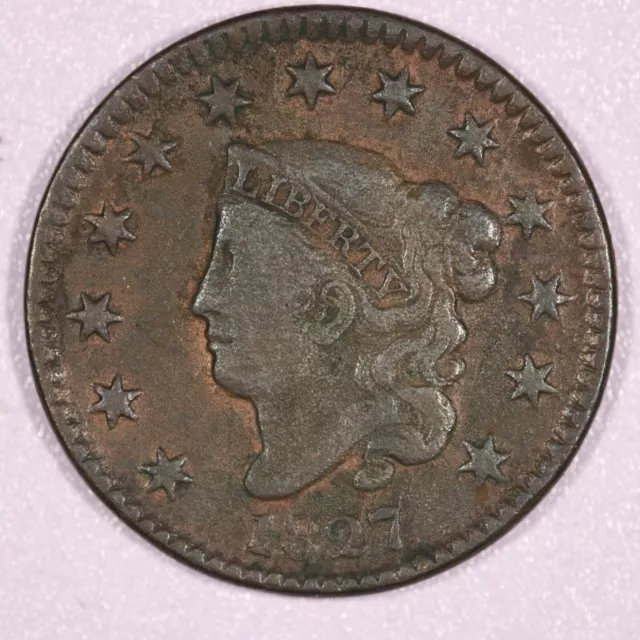 1827 Coronet Head Large Cent  *Reverse Cleaned