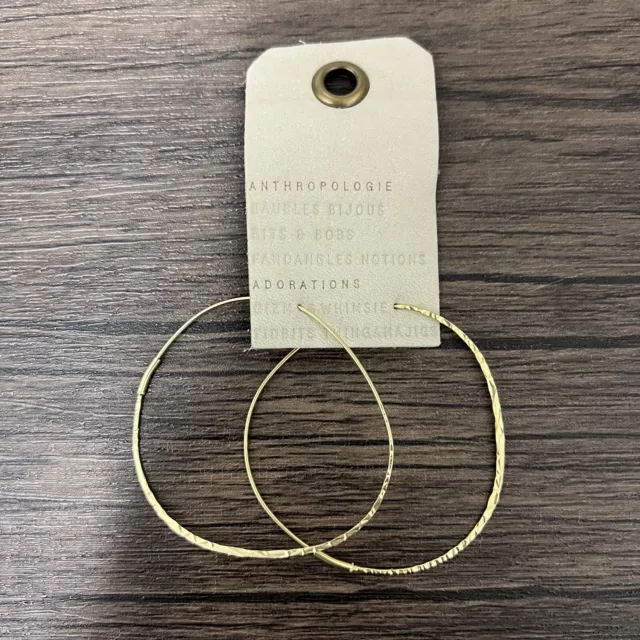 Anthropologie Dainty Large Gold Hoop Earrings New With Tags
