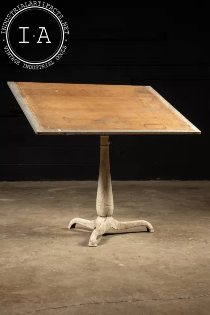Antique Cast Iron Pedestal Drafting Table