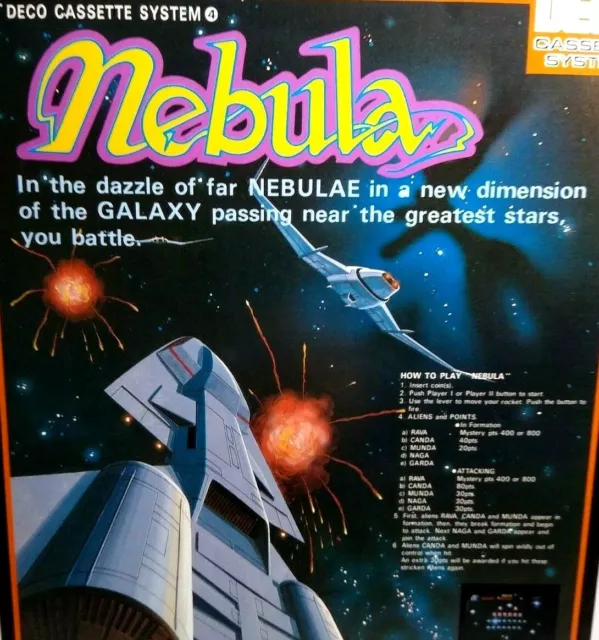 Nebula Arcade FLYER Original Vintage Video Game Artwork Sheet 1980 Deco
