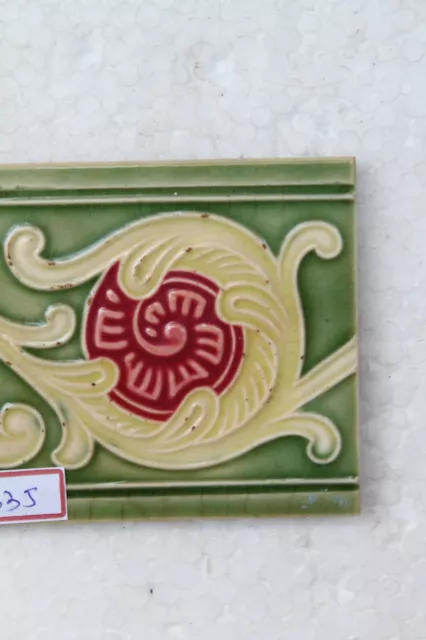 Japan Made Majolica Vintage Ceramic Porcelain Border Flower Design Tile Nh4335 5