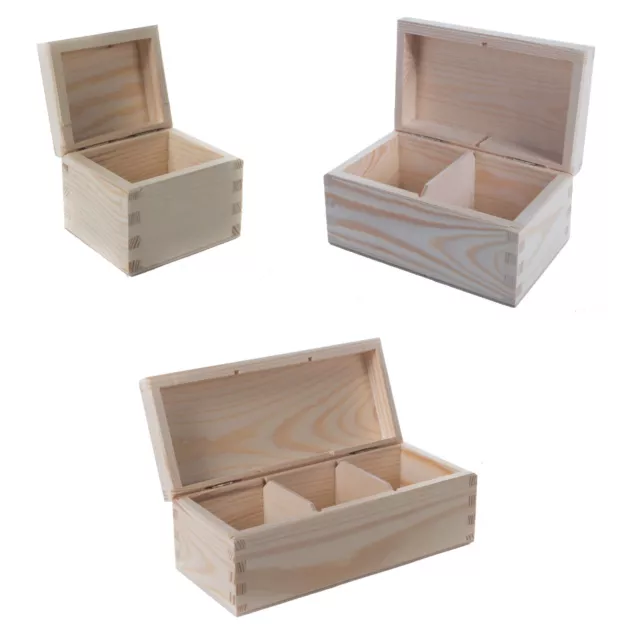 Plain Wooden Compartments Tea Box / Jewellery Decoupage Section Storage Boxes