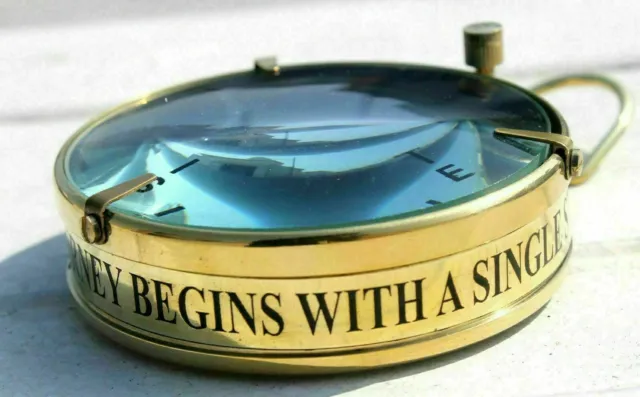 Nautical Antique 3" Vintage Glass Marine Brass Spencer Compass ,,,
