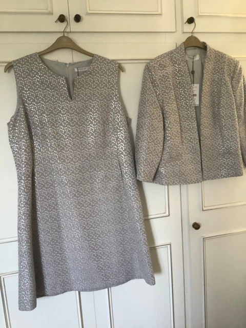 JACQUES VERT SIZE 20 Silver Grey Dress And Jacket Outfit Wedding