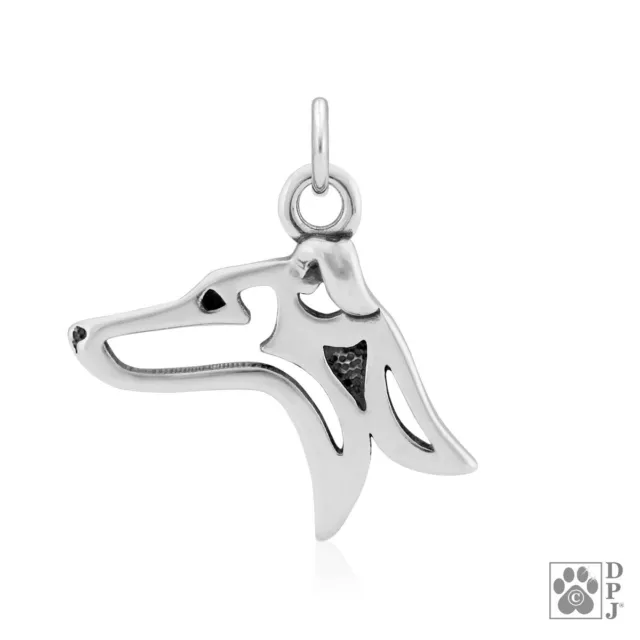 Italian Greyhound Necklace, Head pendant - recycled .925 Sterling Silver