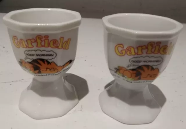 TWO VINTAGE 1978 Garfield Good Morning Ceramic Egg Cups £10.00 ...