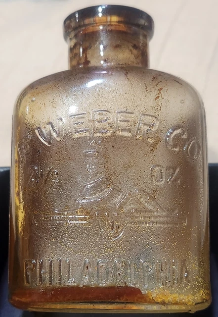 Rare Antique *Linseed Oil * 2.5oz Pharmaceutical Sphinx F Weber Co. Bottle, Pa. Rare Antique *Linseed Oil * 2.5oz Pharmaceutical Sphinx F Weber Co. Bottle, Pa.