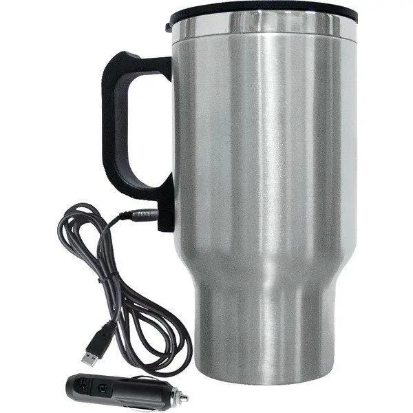 BRENTWOOD CMB-16C 16-Ounce Stainless Steel Heated Mug w/Car Adapter